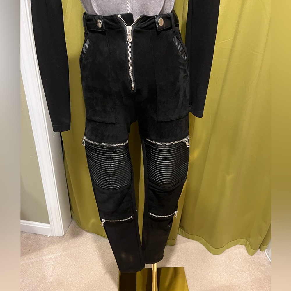 Maniere De Voir Black Biker Leggings